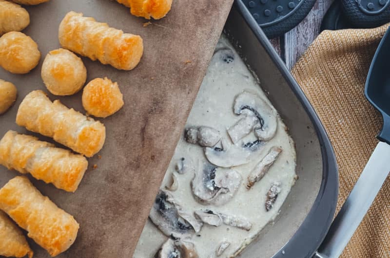 Schweinefilet mit Champignons und Kroketten aus dem Grundset