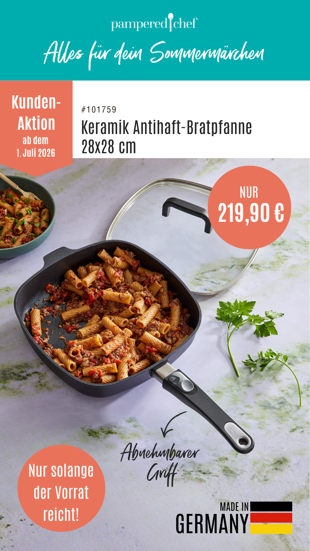 Keramik Antihaft-Bratpfanne 28x28 cm